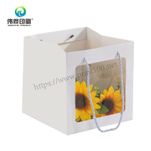 Customized Recyclable Take Away Flower Paper Gift Bag with Logo Printed